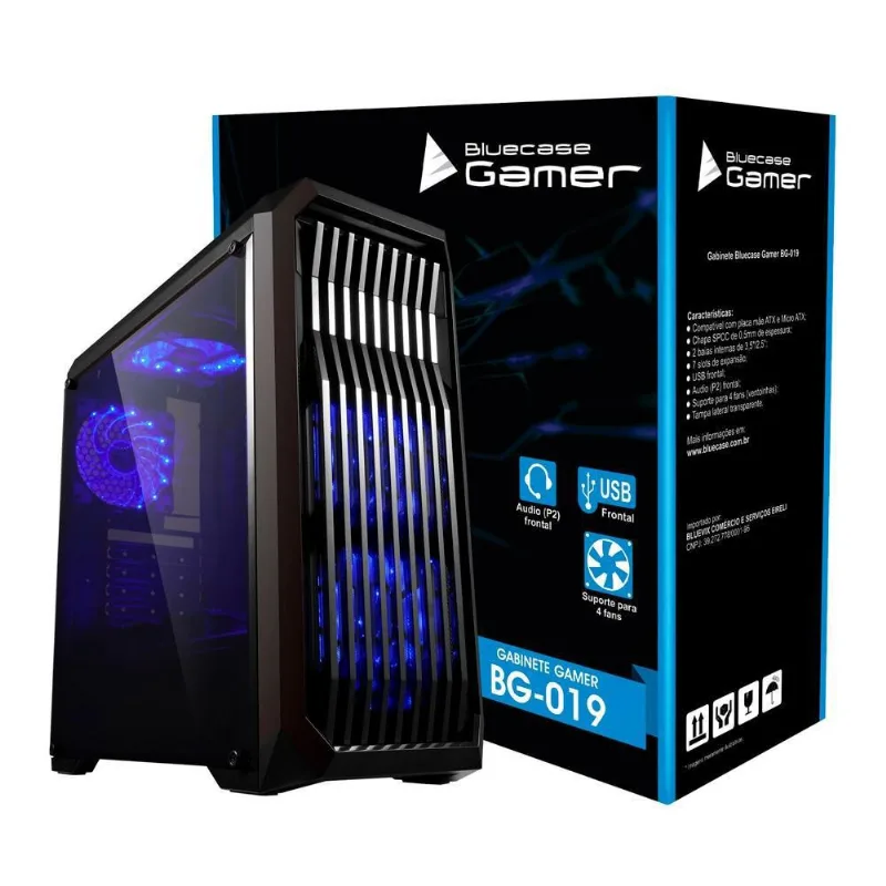 Gabinete Gamer Bg-019 Preto Bluecase - Usb 3.0 Frontal
