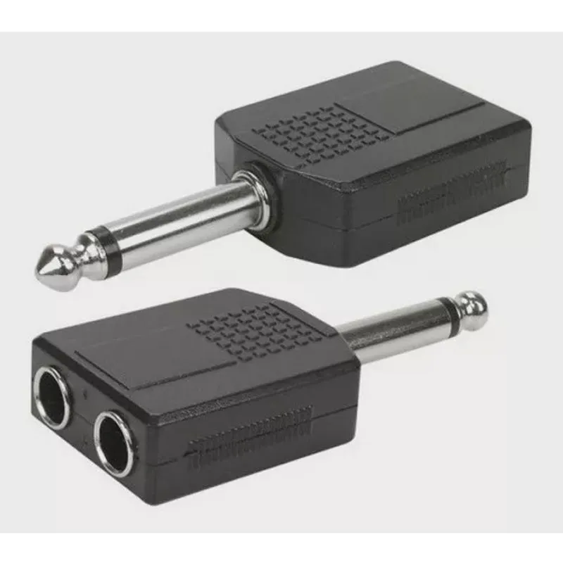 Adaptador duplicador P10 mono p/microfone p/ karaokê