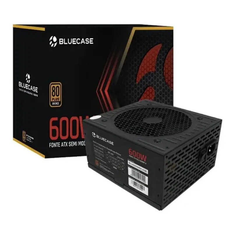 Fonte Atx Semi Modular Bluecase 600W 80 Plus Bronze