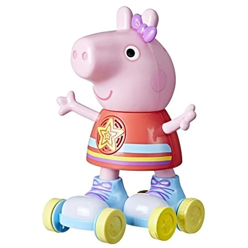 Peppa Pig Roller Disco Peppa Roller Skating Doll, Pull-and-Go Action, 11 Inch Figures, Pré-Escolar Brinquedos para Meninas e Meninos de 3 Anos de Idade e Up, com Luzes, Discurso e Música
