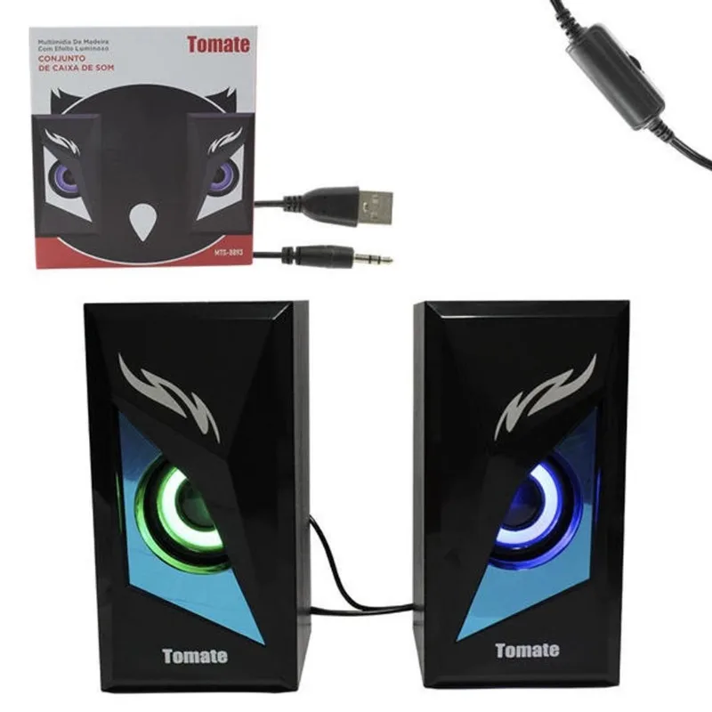 Mini Caixa de Som Multimídia Para pc / Notebook 6W, Cabo de 1m, USB e P2, Preto - MTS-8893