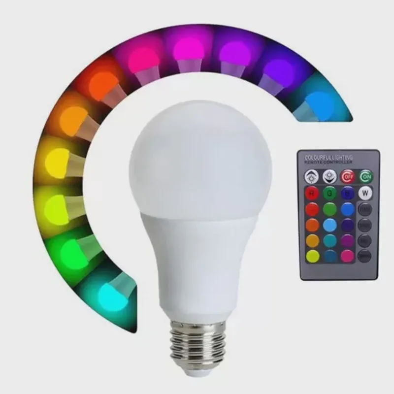Lâmpada Led Colorida Controle Remoto 12w E27 Bivolt Luatek