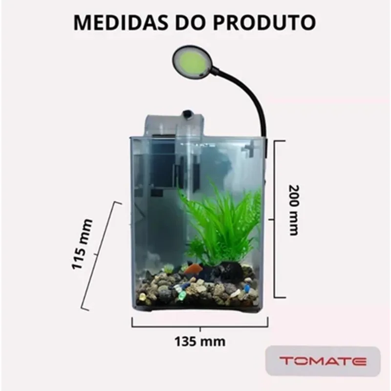 Aquário De Mesa E Luminária Led Filtro De Agua E Circulação