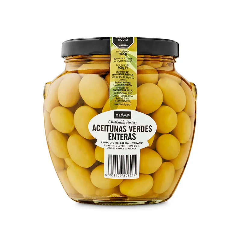 Aceitunas Verdes En Frasco 1600g Olymp