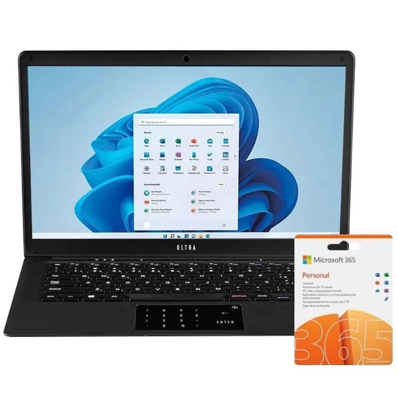 USADO: Notebook Ultra UB235 Celeron N4020 4GB 120GB SSD W11 14.1" Preto + Office 365