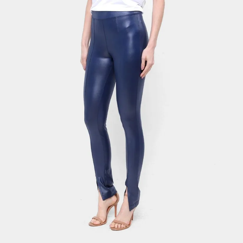 Calça Legging Influencer Cirrê Fenda Feminina - Feminino - Marinho