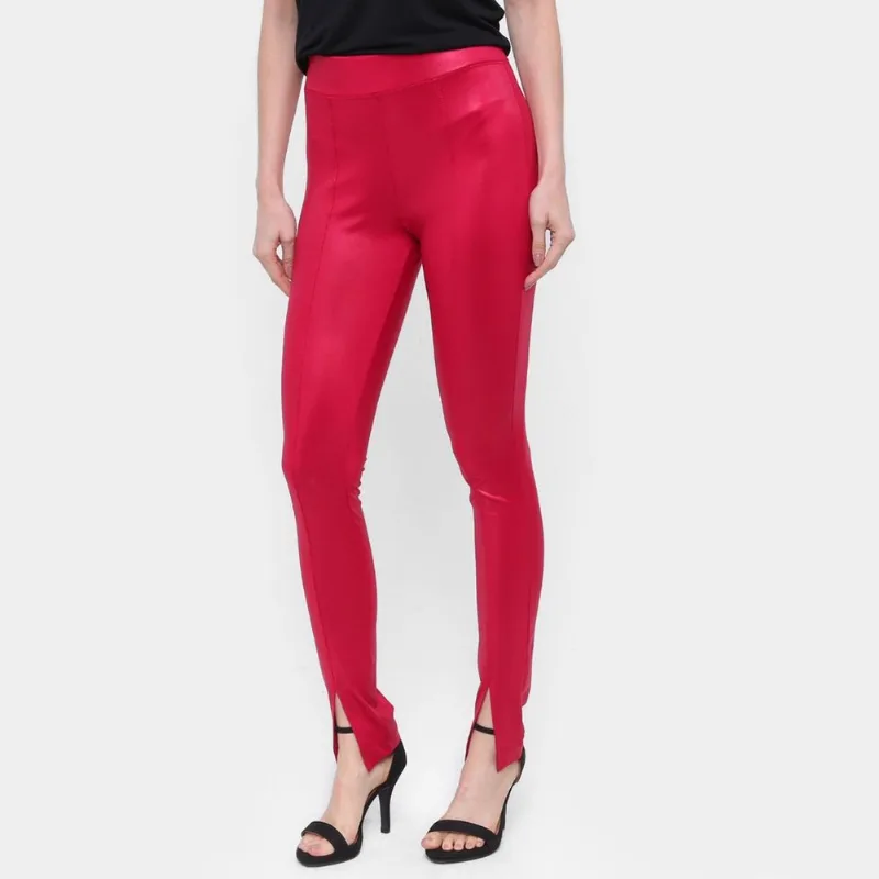 Calça Legging Influencer Cirrê Fenda Feminina - Feminino - Vermelho