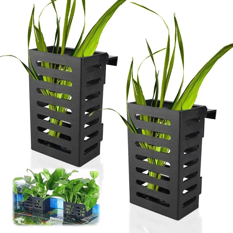 2pcs Pendurado Aquário Plant Holder Plástico Aquarium Plant H