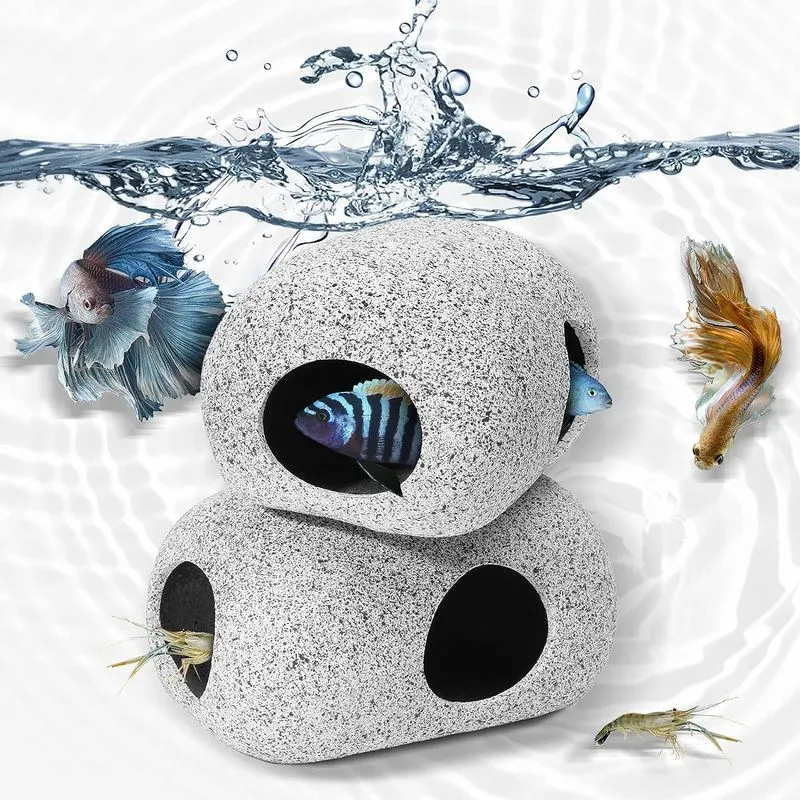 2 Pcs Aquário Decorações Caverna-peixes Tanque Decorações - Aquari