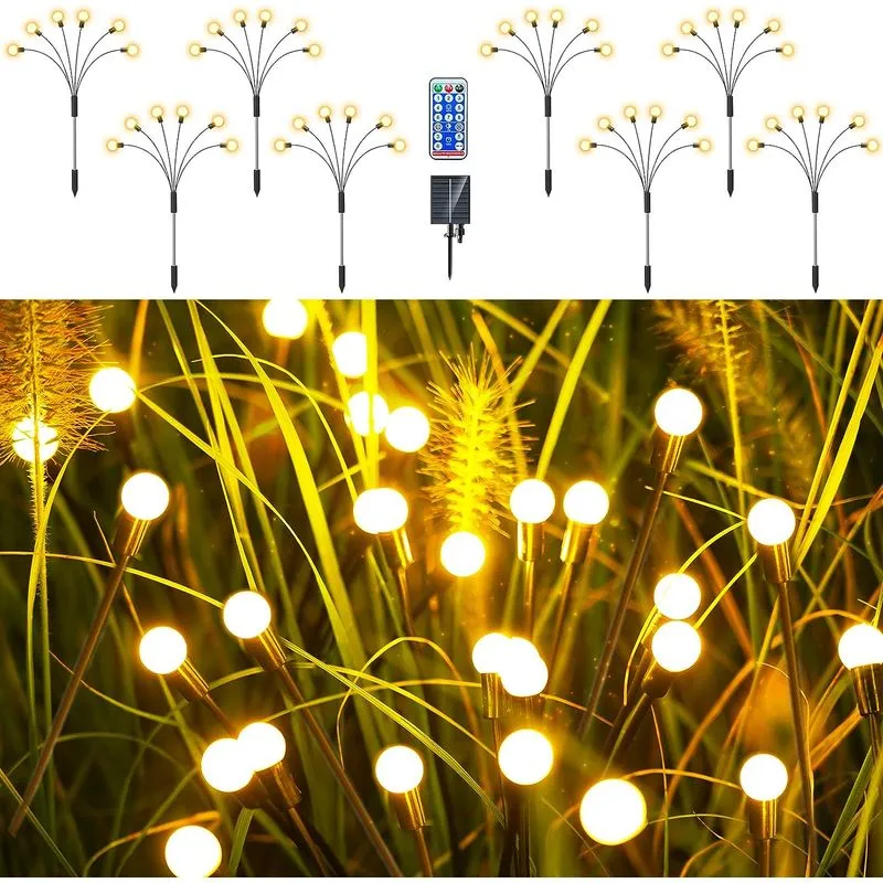 8 Pack Firefly Luzes Solar Ao Ar Livre Swaying Solar Garden Li