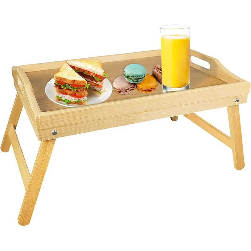 Mesa De Bandeja De Cama Com Pernas Dobráveis Bambu Café Da Manhã Food Lap