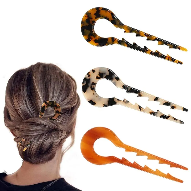 3 Pcs Em Forma De U Pinos De Cabelo Pinos De Cabelo Francês Garfos De Cabelo Acetato