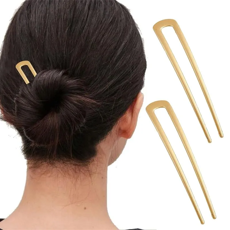 2pcs U Em Forma De Pinos De Cabelo Garfo De Cabelo De Metal Vara De Cabelo Vintage