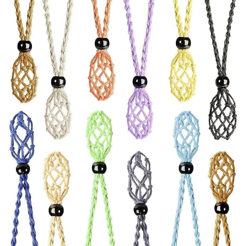 12 Pcs Cristal Gaiola Colar Titular Colar Cordão Vazio Ston