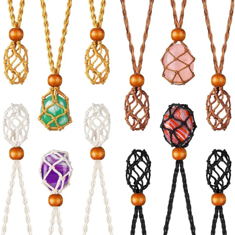 12pcs Cristal Gaiola Colar Titular Colar Cordão Pedra Vazia