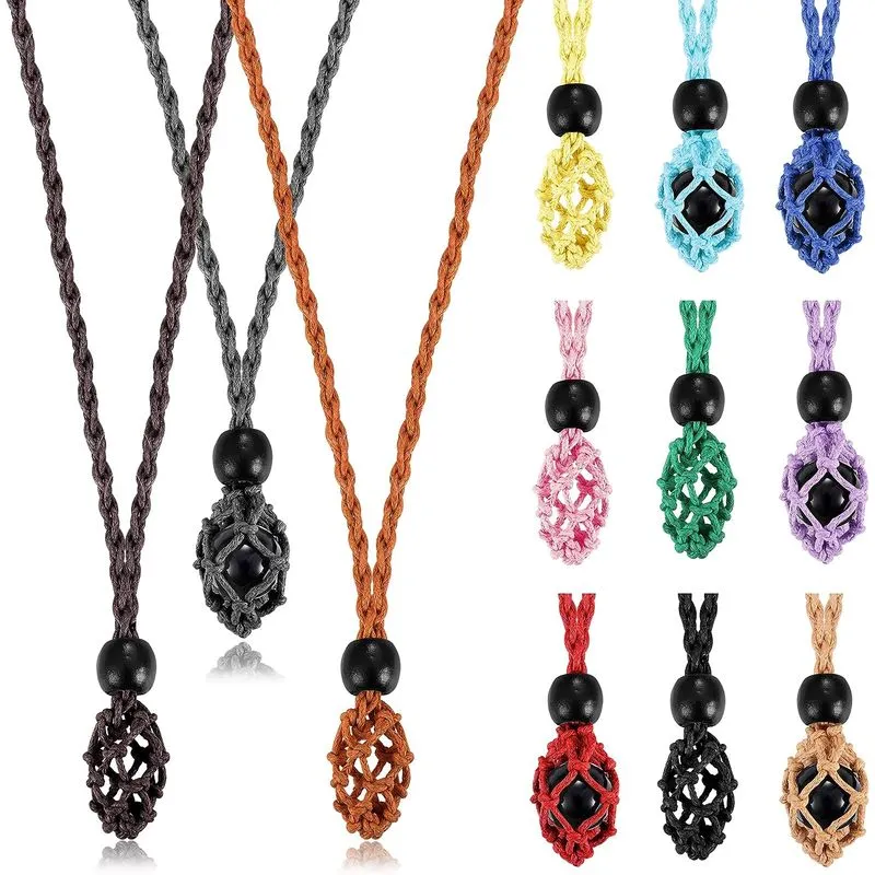 12 Pcs Cristal Gaiola Colar Titular Colar Cordão Vazio Ston