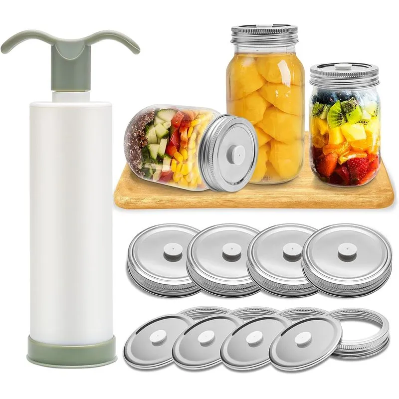 Kit De Selador De Vácuo Do Frasco Do Pedreiro Tampa De Aço Inoxidável 8pcs Split-t