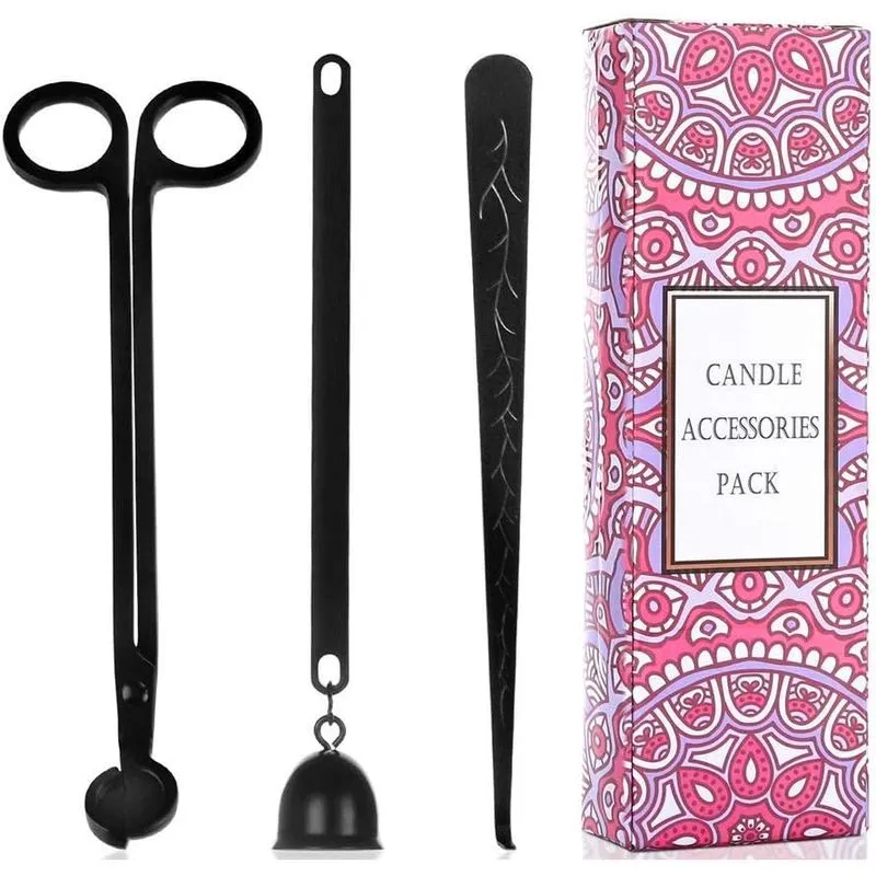 3 Em 1 Conjunto De Acessórios De Vela Preta Candl Candle Wick Trimmer