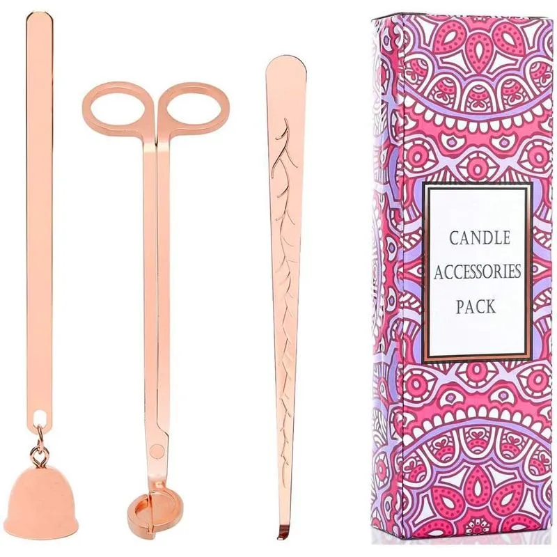 3 Em 1 Conjunto De Acessórios Vela Ouro Rosa Aparador De Vela Mecha C