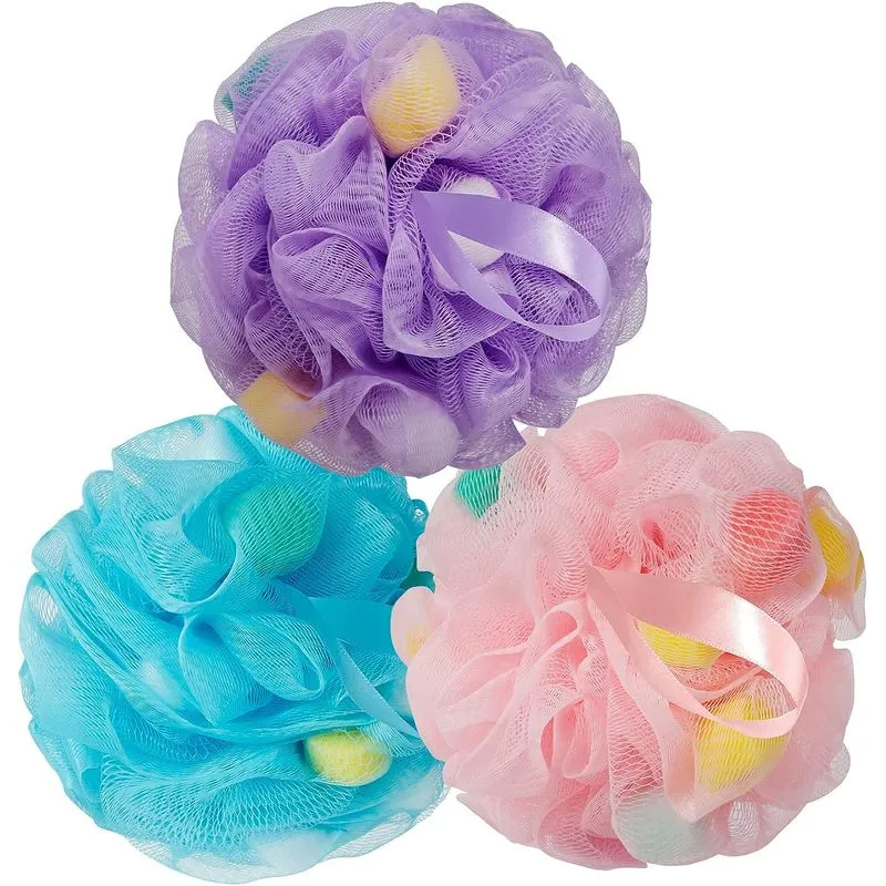 Banho Bucha Esponja De Malha Macia Chuveiro Puff Para Banho De Lavagem Corporal