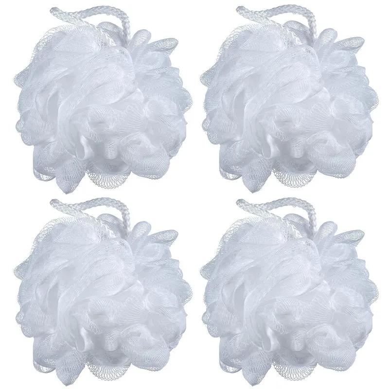 60g/pcs Branco Malha Banho Esponja Pufe Chuveiro Buchas Chuveiro Pu
