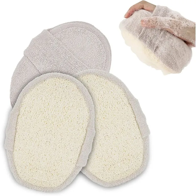 3 Pcs Natural Loofah Esfoliante Esfregador Corporal Dupla Face