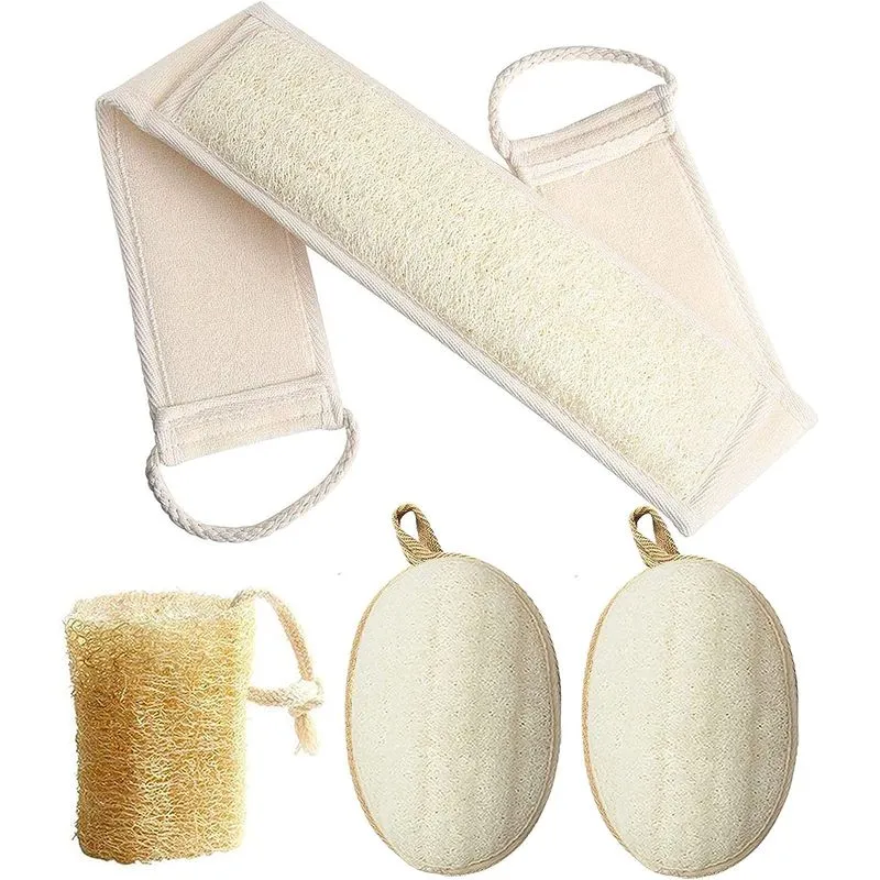 4 Em 1 Esfoliante Natural Loofah Back Scrubber Set Luffa Sp