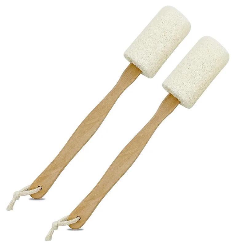 Loofah Back Scrubber Para Banho Bucha Em Um Pau Com Natu