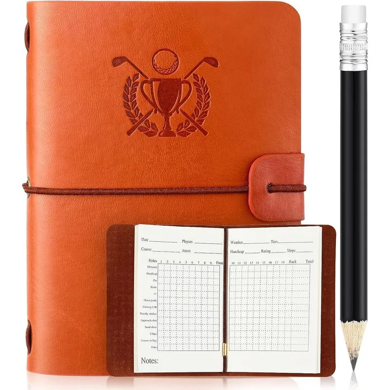 5 X 4 '' Golf Scorecard Book Com Lápis De Golfe De Couro Golf J