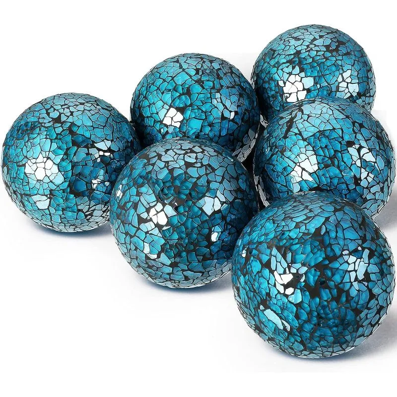 6 Peças Bolas De Vidro Decorativas Mesa Turquesa Orbs Decor G