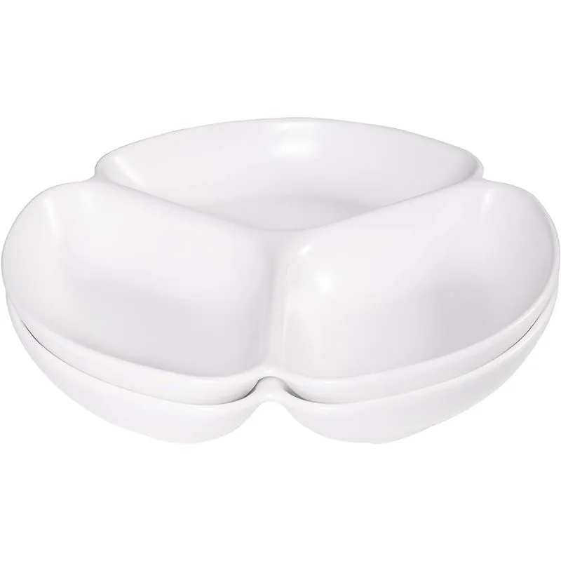 9 Polegadas Matte Ceramic Divided Serve Platter &amp; Bandeja - 3 Comp