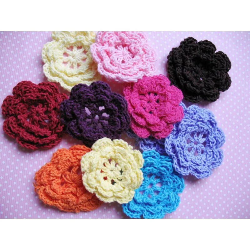 Pacote De 20pcs Oito Pétalas 2 Crochê Flores Da Primavera Appli