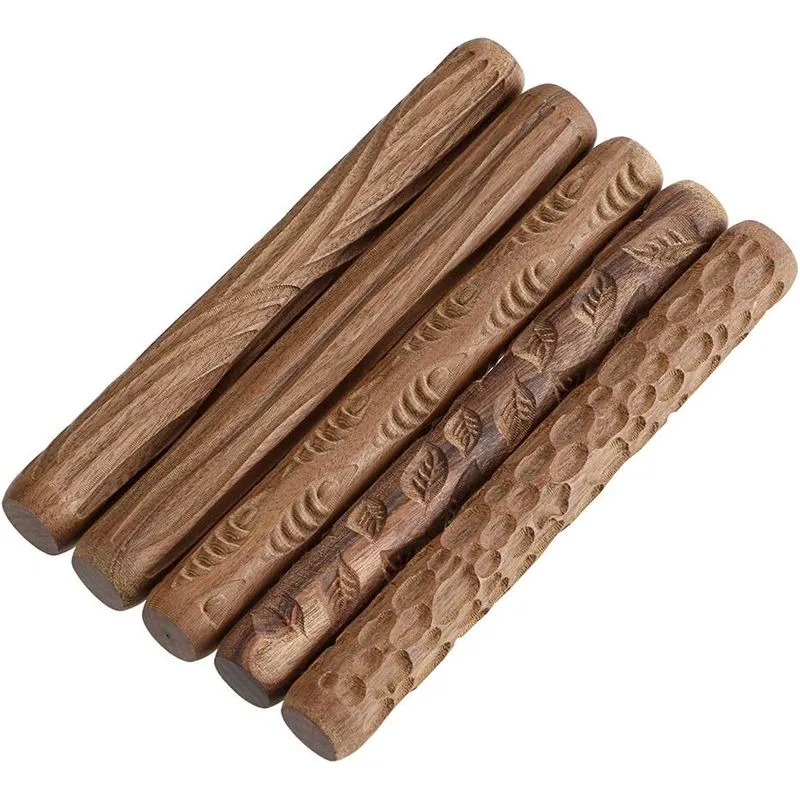 Conjunto De 5 Rolos De Modelagem De Argila Kit De Rolos Folhas De Peixe Cobb