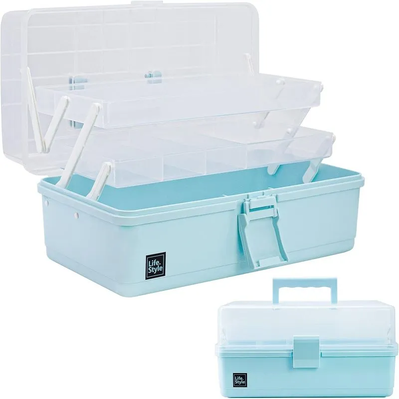 13 Polegadas Art Craft Organizer Caixa de Armazenamento com 3 Camadas Multi
