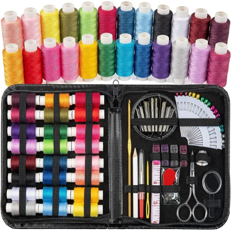 Kit De Costura Para Adultos E Crianças 24 Cores Linhas Iniciantes Se
