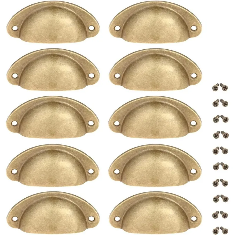 Puxa O Armário De Latão Antigo 10pcs Copo De Cobre Alça Vintag