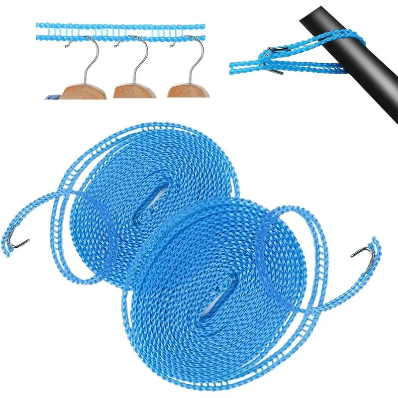 2 Pack Varal À Prova De Vento Varal De Acampamento Durável T