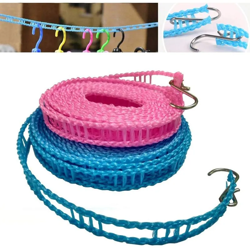 2 Pack Varal De Nylon Roupas À Prova De Vento Secagem Corda Trave
