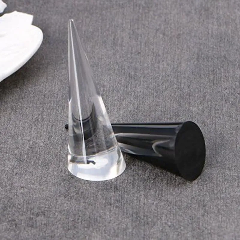 2 Pcs Acrílico Joias Anel Display Holder Sólido Forma Cone F