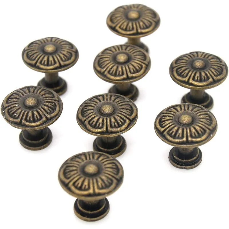 8 Pcs Vintage Antique Brass Knobs - Puxadores De Armário - Gaveta