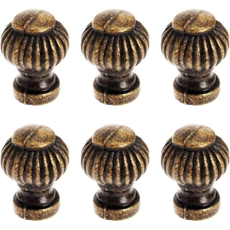 6pcs Antigos Puxadores Redondos Do Armário Padrão De Abóbora Puxa A Mão