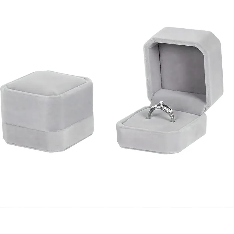 2 Pack Velvet Ring Caixas Brinco Pingente Joias Case Anel
