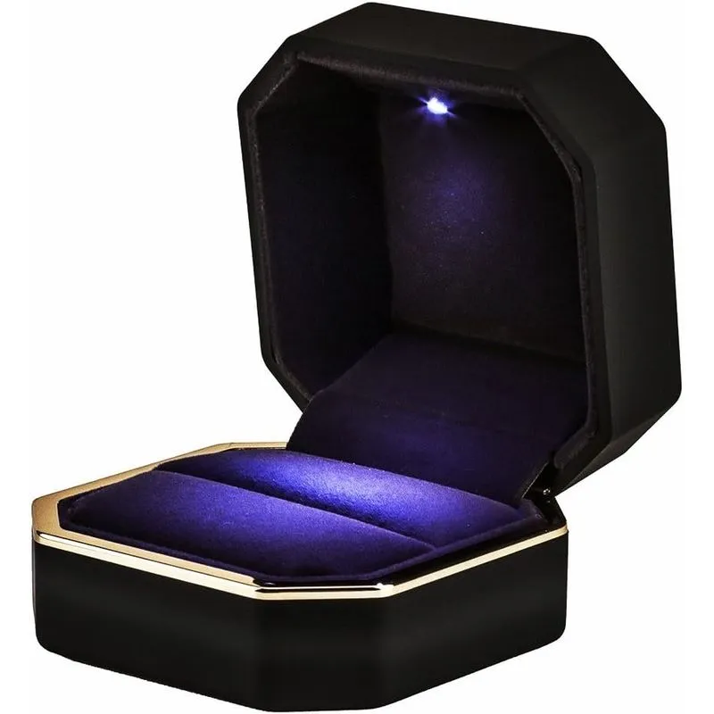 Caixa De Anel De Luxo Quadrado De Veludo De Casamento Ring Case Joias Gif