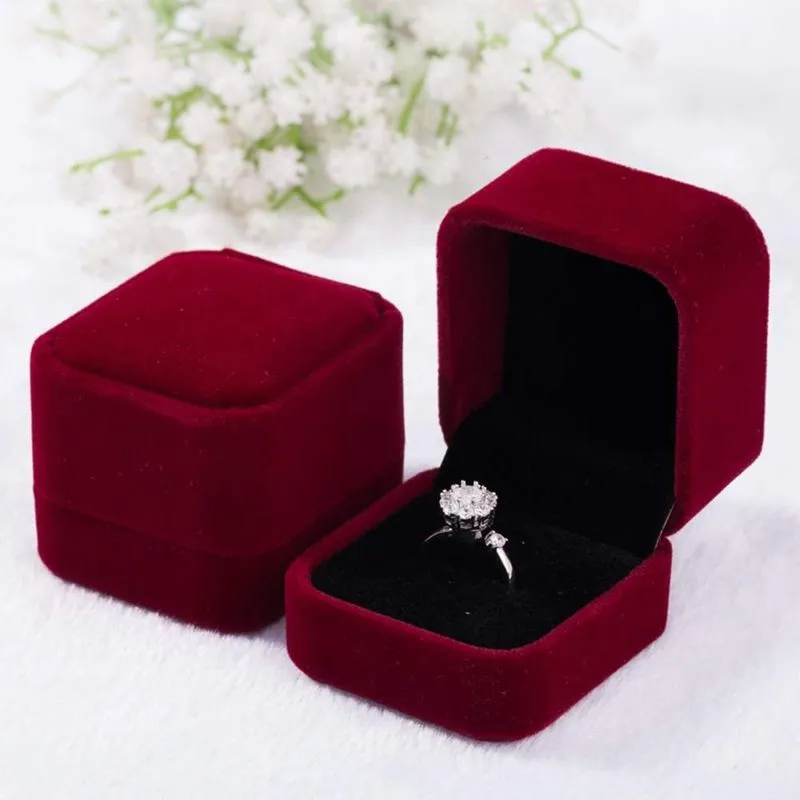 2 Pack Velvet Ring Caixas Brinco Pingente Joias Case Anel