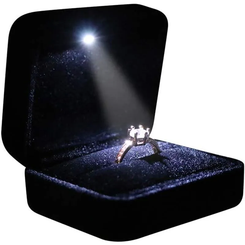 Veludo Metal Brilhante Com Caixa De Presente Led Joias Para Proposta
