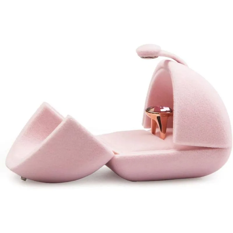 Caixa De Anel De Veludo Rosa Para Proposta Noivado Casamento Bonito Ri