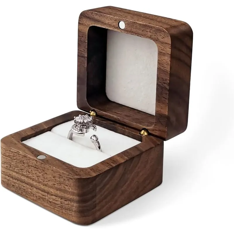 Caixa De Anel De Madeira Personalizada Mini Engagement Ring Holder Bo