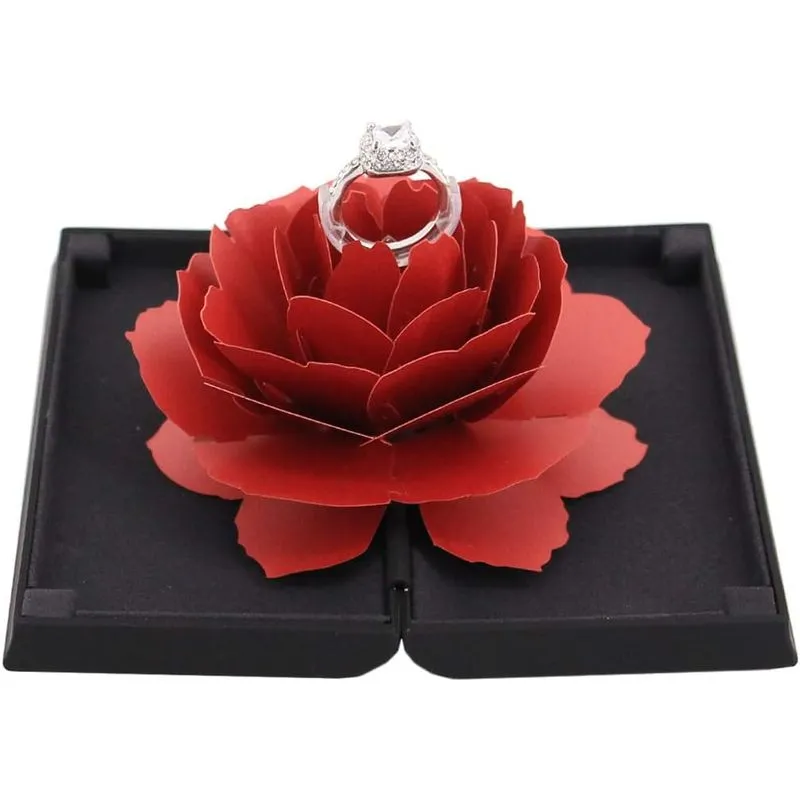 Creative Rosa Noivado Ring Box Joias Caixa De Presente