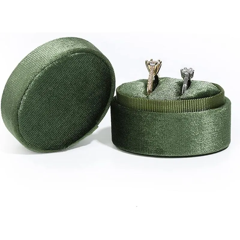 Oval-shape Velvet Ring Box Double Ring Display Titular Elegan