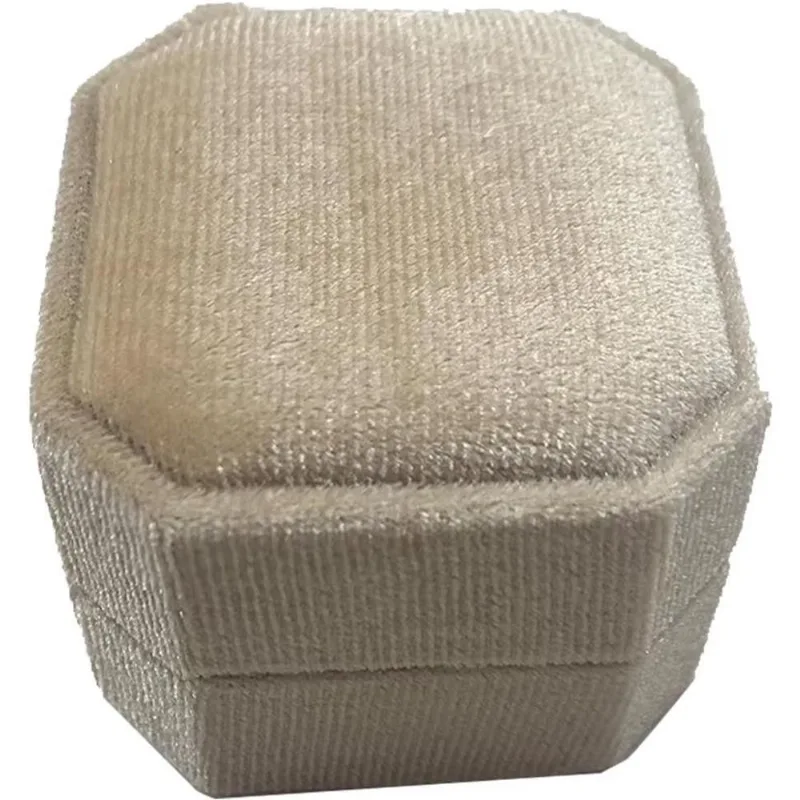 Casamento Ring Box Joias Organizador Duplo Slots Bege Propos